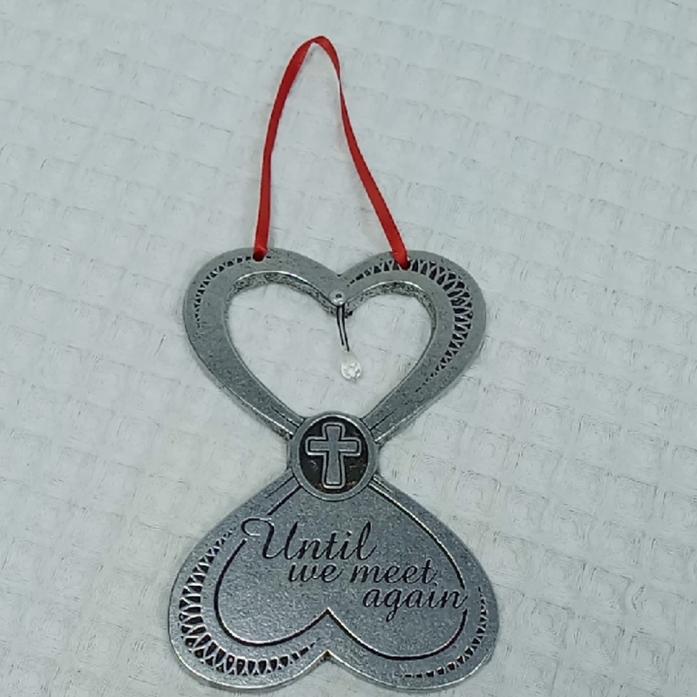 Vintage Heart To Hope Metal Infinity Hearts Ornament "Until We Meet Again"